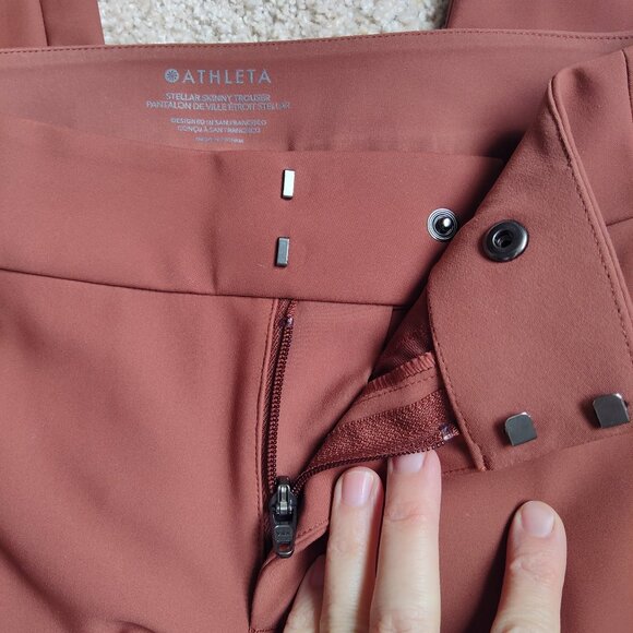 Athleta Stellar Mid Rise Ankle Trouser Pants Ancient Mahogany Brown Size 0P - Picture 6 of 8